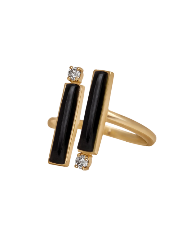 DI FORZA Ring no 2 crafted diamond and natural black onyx gemstone