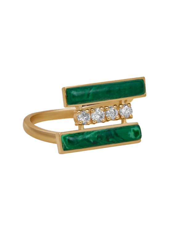 Profile DI VERDE Ring no1 crafted diamond and natural malachite gemstone