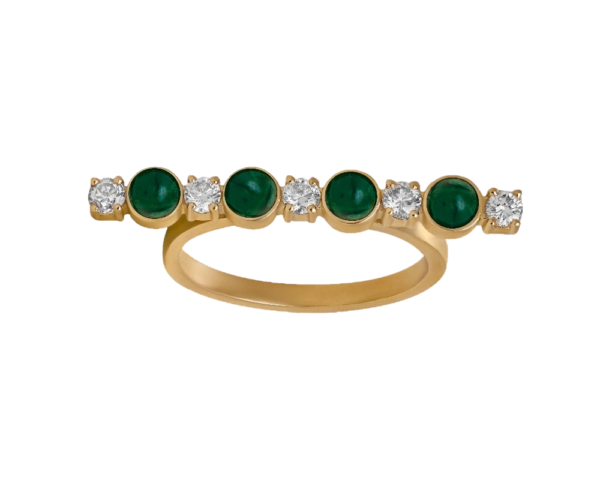 DI VERDE Ring no3 crafted diamond and natural malachite gemstone